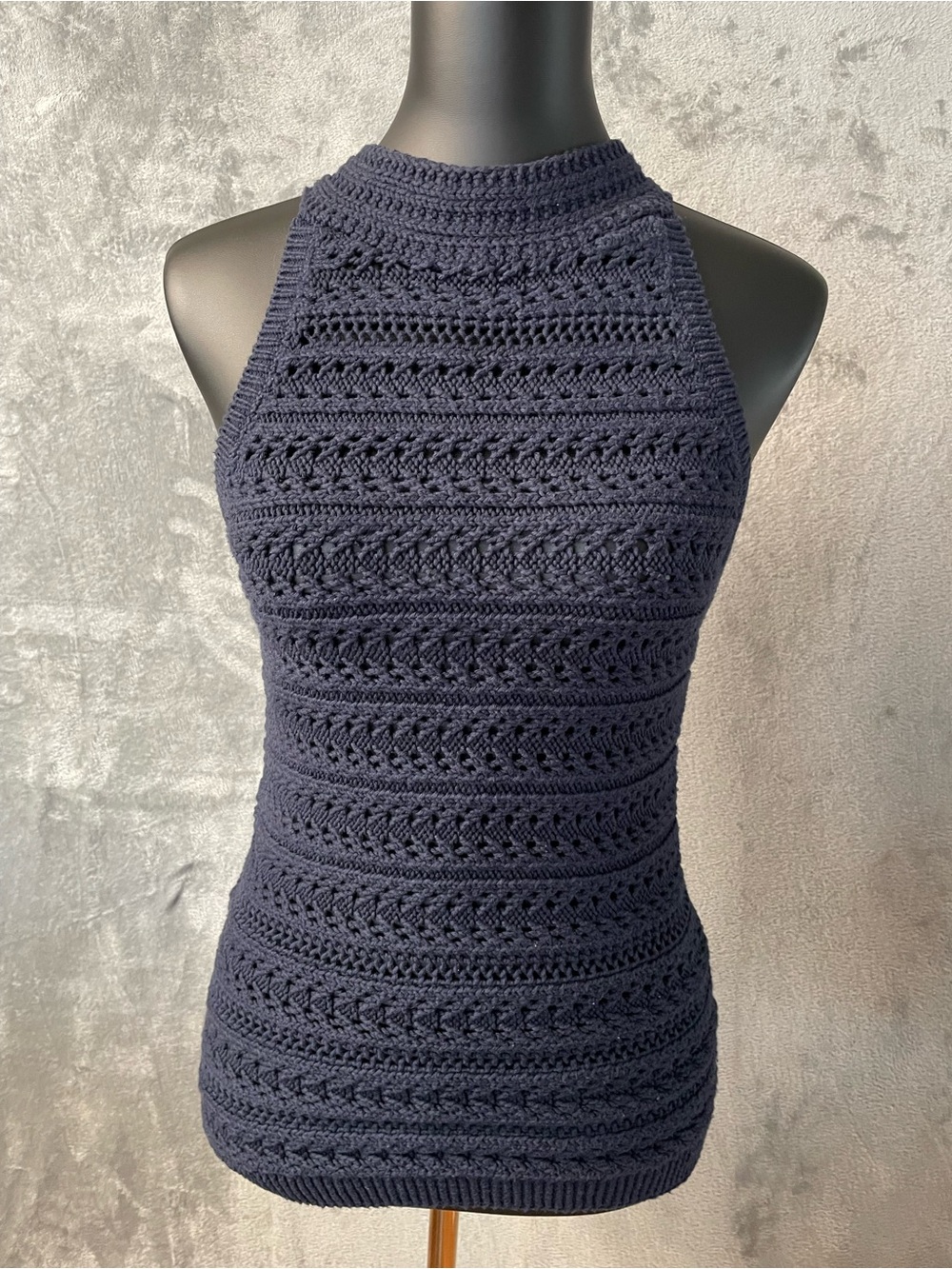 Banana Republic Navy Crochet Halter Top